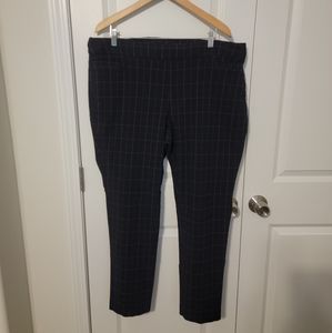 Kim Roger's navy blue trousers, green/teal/white check pattern, Size 20W